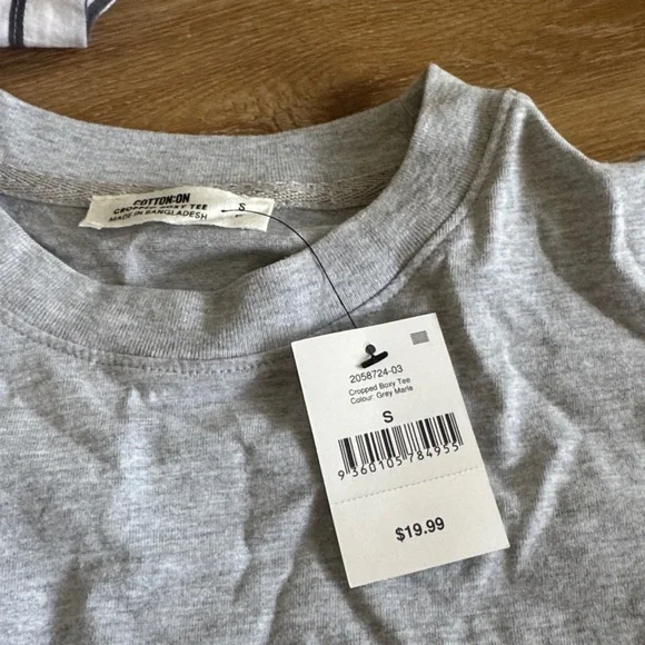 2 cotton on crop t shirts. Size small. One striped and one all gray. - Picture 2 of 3